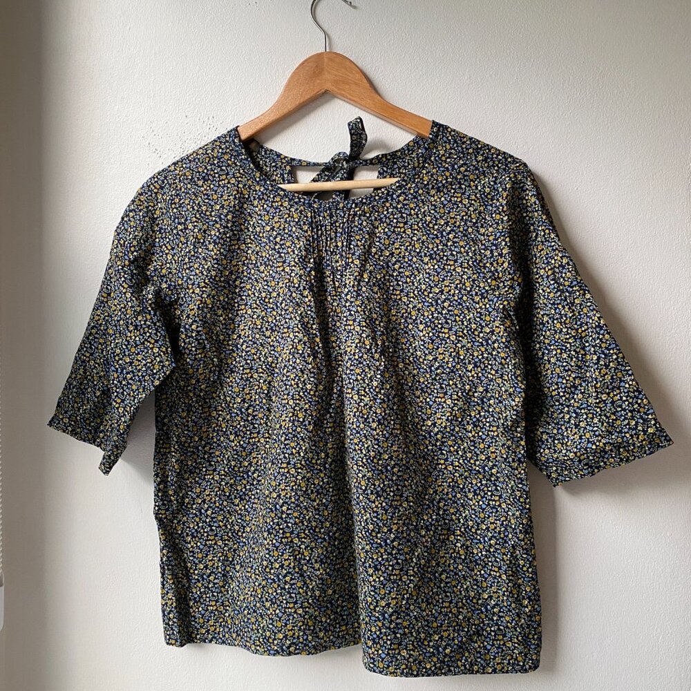 Modaspia Pintuck Blouse, floral cotton, size S